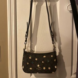 COACH Crossbody/Shoulder Bag New Without Tags: Brown With Blue And Pink Flowers